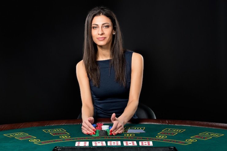 Antarmuka permainan poker wkwk slot dengan tampilan kartu, pot, dan tombol aksi yang jelas